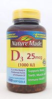 Nature Made Vitamin D3 1000 IU, Mega Size, 650-Count Softgels