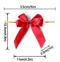 Red Twist Tie Bows for Bakery Candy Lollipop Cello Bag (50 Pack)