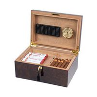 Cigar Humidor Desktop Cigar Humidor Cigar box, imported cedar wood double-layer large-capacity moisturizing cabinet men's gift box, with humidifier and hygrometer sealed moisturizing box cigarette cas