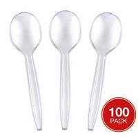 Clear Disposable Plastic Spoons | Heavyweight Silverware Plastic Utensils | Fine Cutlery Flatware for Parties, Weddings, Baby Shower, Graduation Pack of 100