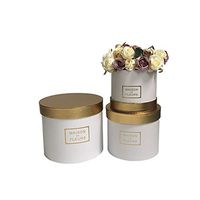 3pcs/Set Gold Color Cover Round Flower Packing Box 2018 New Design Christmas Thanksgiving Gift Box,Valentines's Day Gift Box (White)