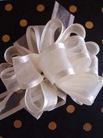POSHNPRETTY 6" Arabesque Sheer Ribbon w/Satin Edge Pull Bow 18 Loops by 1.5" - Packs of 12 (Ivory)