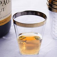 Efavormart 60 Pack Gold Rimmed 2oz Chambury Plastic Disposable Shot Glass for Wedding Catering Birthday Party Banquet Events
