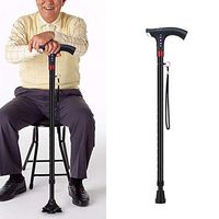 Smart Cane, with LED Auxiliary Light Hazard Alarm and Radio Crutches, Safe and Secure Spring Button Design Bearing Capacity 150KG-Suitable for The Elderly