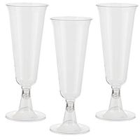 Exquisite 5 oz Clear Plastic Champagne Flutes, 2 Piece Stemmed Plastic Wine Cups- 48 Count