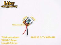 3.7V 60mAh 401215 Lithium Polymer Ion Rechargeable Battery Lithium Polymer Li-Po Battery for MP4 GPS MP3 Bluetooth Stereo DIY Gift