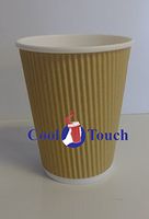 Cool Touch - Rippled Pre Sleeved Hot Cold Coffee Drink Cups (500, 12oz Cups Only)