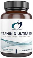 Designs for Health Vitamin D Ultra 10k - 10000 IU D3, High Potency D3 with Vitamin K1 + K2 MK7 (60 Capsules)