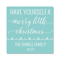 20 Personalized Square Have Yourself a Merry Stickers - Customized Christmas Stickers