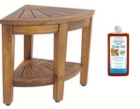 AquaTeak The Original 15.5" Kai Corner Teak Shower Bench with Shelf & AquaTeak Premium Teak Oil