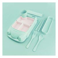 Nwn Bamboo Fiber Baby Plate Divided Children's Tableware Separated Children Eating Bowl Cartoon Car Home Shatter-resistant Suit (Color : C)