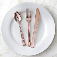 Efavormart 60 Pcs Wholesale Rose Gold Metallic Disposable Plastic Cutlery Set for Wedding Party Banquet Events Candy Buffets
