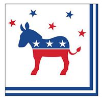 Creative Converting 16 Count Paper Beverage Napkins Donkey, Playful Politics, Democrat
