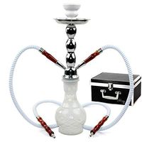 Deluxe Series: 18" 2 Hose Hookah Complete Set W/Travel Case Hookahs Shisha Nargeela Water Pipe Marra Pipe Sheesha Ghalyan (Color : Snow White)