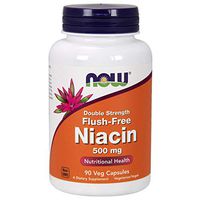 NOW Supplements, Niacin (Vitamin B-3) 500 mg, Flush-Free, Double Strength, Nutritional Health, 90 Veg Capsules