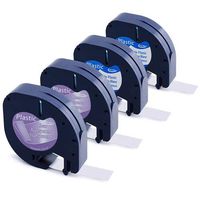 Compatible DYMO LetraTag Plastic Label Tape 1/2" x 13' (12mm x 4m) Black on White 91331 Black on Clear 16952 for LetraTag LT-100H LT-100T QX50,4-Pack