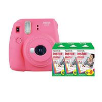 Fuji Instax Mini 9 (Flamingo Pink) Instant Camera with Three Mini Film Twin Packs