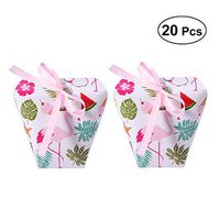 LUOEM 20Pcs Flamingo Paper Gift Boxes Wedding Party Favor Boxes with Ribbon Stylish Candy Box Chocolate Gift Box for Anniversary Wedding Birthday Party Supply (12 x 10cm)