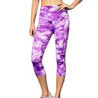SADUORHAPPY Women's High Waisted Capri Workout Leggings - Cropped Performance Compression Tights Purple