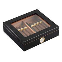 Humidors 30 Cigar Solid Wood Cigar Storage Box Travel Humidifier Constant Humidity Cigar Cabinet Equipped with Humidifier and Hygrometer (Color : Black, Size : 22.36.526cm)