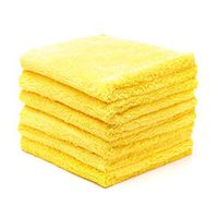 Kingole Microfiber Cleaning Cloths Rags Pack of 6, All-Purpose Edgeless Strong Absorbent Towels Scratch-Free No Lint or Streaks (Gold, 16"x16")