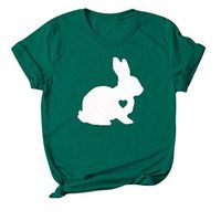 Eoeth Plus Size Women Easter Bunny Tops T-Shirt Funny Casual Short Pullover Sleeve Summer Blouse Shirts Tees Tracksuits Green