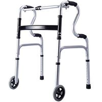 ECHOV Walking Mobility Aid Disability Walking Aids with Wheels, Rollators 2 Wheel with Seat Folding, with Seat Walker, Aluminum Alloy Elderly Walker (Color : Silver, Size : 76-94cm)