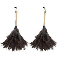 Vosarea 2pcs Portable Ostrich Feather Duster with Wooden Handle for Car Interior and Exterior Blinds Kitchen Corner Keyboard Cleaner