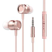 Wired Headphone Metal Earbuds by Amasing Noise Cancelling Stereo Heave Bass Earphones with Micphone Mic with Volume Control，in Ear Headphones Magnetic Design for iPhone 5 6 Pink Samsung M9