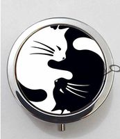 BlackKey Animal Cat Silhouette 3-Compartment Decorative Pocket Gift Box Case Organizer for Pill, Color 1 -450