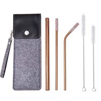Vlocemon Metal Straws for 20oz Cups with Case and Cleaning Brush for Boba Tea, Thick Drinks and Juices, Milk, Cocktails, Diswasher Safe