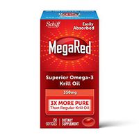 Omega-3 Krill Oil 350mg Supplement - Megared 130 softgels - EPA and DHA fatty acids, Antioxidants, Carotenoids, No fishy burp aftertaste as with Fish Oil