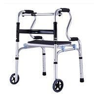Walkers for Seniors with Seat Folding Mobility Rolling Walker Adjustable Height and Detachable Legs Assisted Walking Medical Folding Walker with Wheels,Metallic