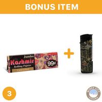 Kashmir Rolling Papers - Unbleeached Jumbo (3) with LED Lighter