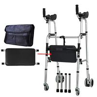 XHRHao Foldable Walker 7 Adjustable Height Levels Made of Aluminum Alloy Rollator Lightweight Use as a Shower Chair Waterproof Portable Walk Assist for Elderly Silver (Color : Silver, Size : D)