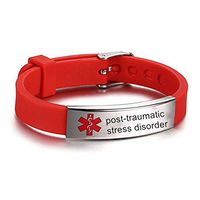 LiFashion LF Stainless Steel Silicone Rubber Chain Medical ID Health Alert Monitoring Systems PTSD Adjustable Bracelet Men Women Kids Monitoring Systems Wristband,Post-Traumatic Stress Disorder