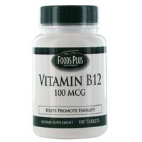Vitamin B-12 100 Mcg Tablets To Promote Energy By Food Plus - 100 Ea