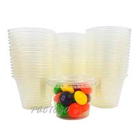 Empress 1 oz. Clear Plastic Disposable Portion Souffle Container Food Cups with Lids (Pack of 50 Sets)