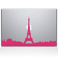 The Decal Guru 2070-MAC-13A-BG Paris City Skyline Decal Vinyl Sticker, 13" MacBook Air, Pink