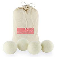 Heart Felt Wool Dryer Balls (4 Pack XL) Pure New Zealand Wool, No Cheap Fillers, Natural Reusable Non-Toxic Fabric Softener, Reduces Drying Time