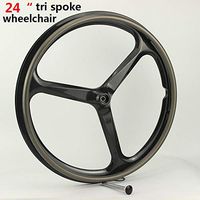 JIMAITEAM Carbon Fiber Wheel Wheelchair 24 inch Tri Spoke 3-Spoke Wheels Wheel Chair Rims Bike 1pc,Black