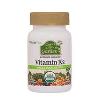 NaturesPlus Source of Life Garden Certified Organic Vitamin K2 - 120 mcg , 60 Vegan Capsules - Bone Health Supplement - With Natural Whole Food Enzymes - Vegetarian, Gluten-Free - 60 Servings