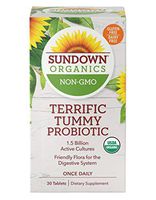Sundown Organics Terrific Tummy Probiotics, Gluten Free, 100% Non-GMO, 30 Tablets