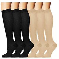6 Pairs Compression Socks for Women&Men 20-30mmHg Medical Graduated Compression Stockings Best Fit for Nursing,Pregnancy,Travel,Flight,Nurses (Small/Medium)