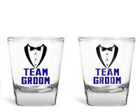 Wedding Shot Glasses - Bride and Groom Shot Glass - Groom Drinking Team Bachelor Party Wedding 2 oz (Groom Drinking Team)