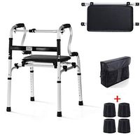 Folding Walker, Adjustable Height Walking Frame for Seniors Elderly - Lightweight Mobility Transport Aid Walking Stick