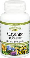 Natural Factors - Cayenne 470mg, Antioxidant, Cardiovascular & Digestive Support, 90 Capsules