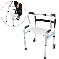 SNMBDB Crutches Walking Multi-Functional Four-Legged Adjustable Folding Elderly Walker Auxiliary Walking Aid with Wheel