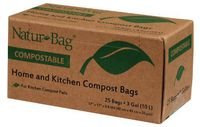 Natur-Bag Small Food Waste Compostable Bags - 3 Gallon, 25 Bags - for Food Scraps