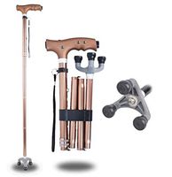 ZWQ Walking Stick with LED Lights Foldable Aluminum Cane Old Three-Foot Telescopic Stick